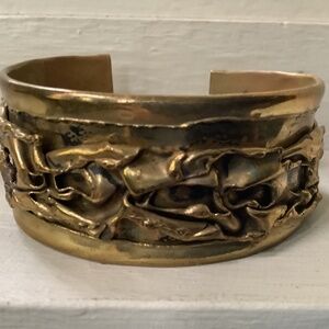 ERNENDES SIGNED BRAZIL  ARTISAN BRUTALIST MODERNIST metal cuff BRACELET